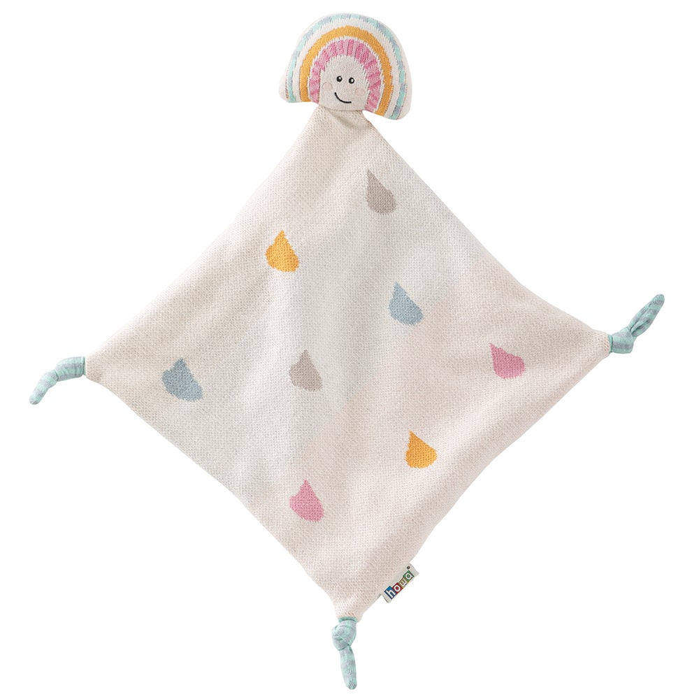 8900 - howa Schmusetuch "be happy" für Babys mit Regenbogengesicht, Baumwolle, Strick, 30x30cm