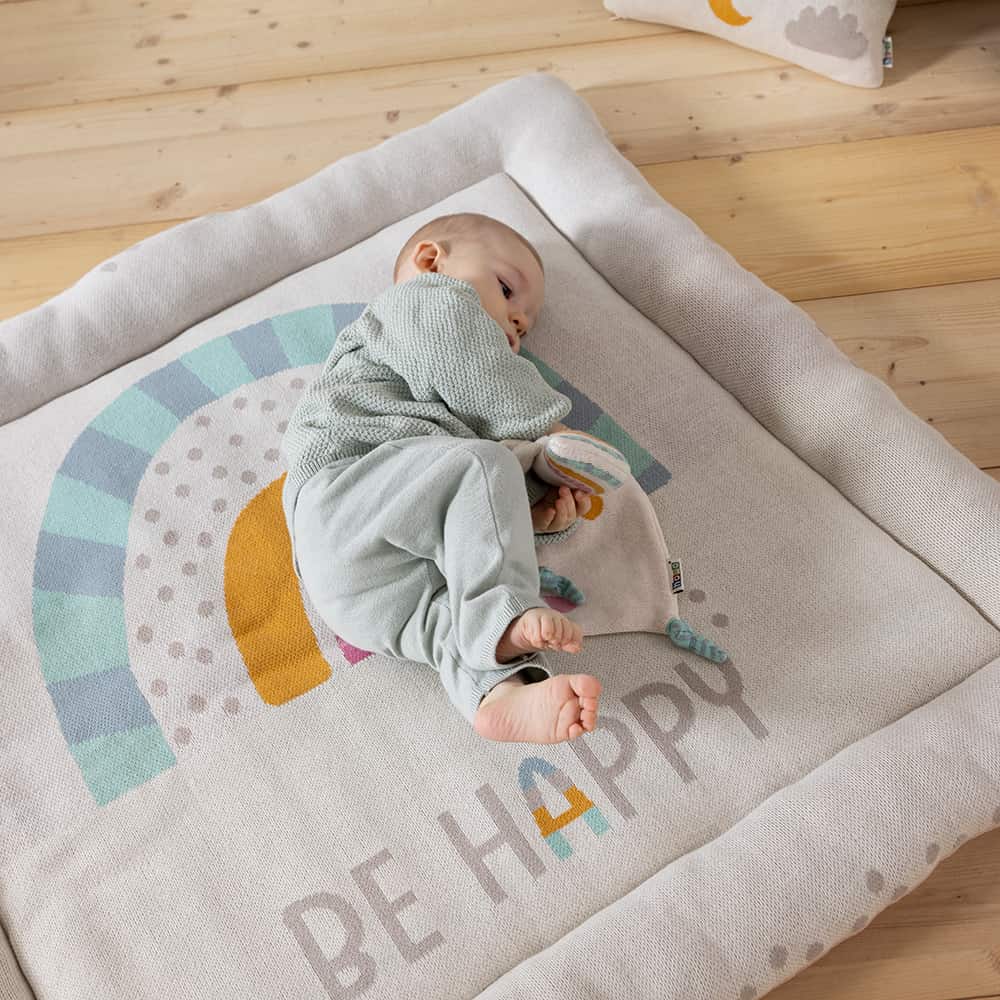 howa Baby Krabbeldecke Spielmatte "Be happy", weich gepolstert, Baumwolle, Strick, 100x100x7cm 8902