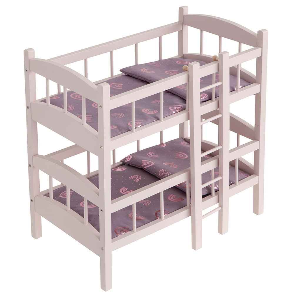 howa lit de poupée lit superposé en bois Rainbow rose avec 2x