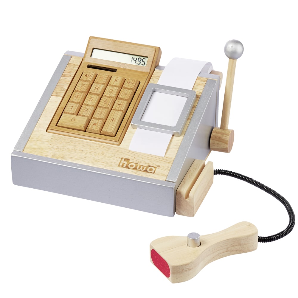 howa shop accessoires en bois caisse avec calculatrice et 64