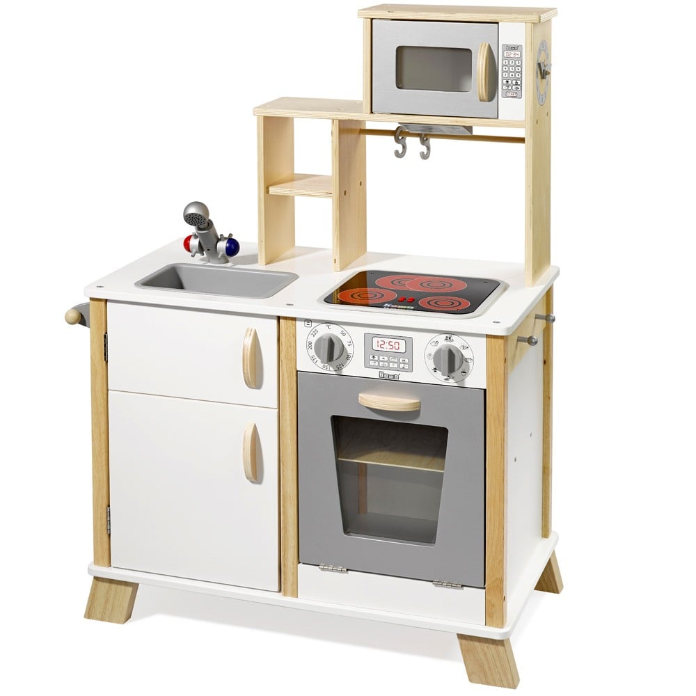 howa wooden toy kitchen Chefkoch nature white with LED hob natural white  4820
