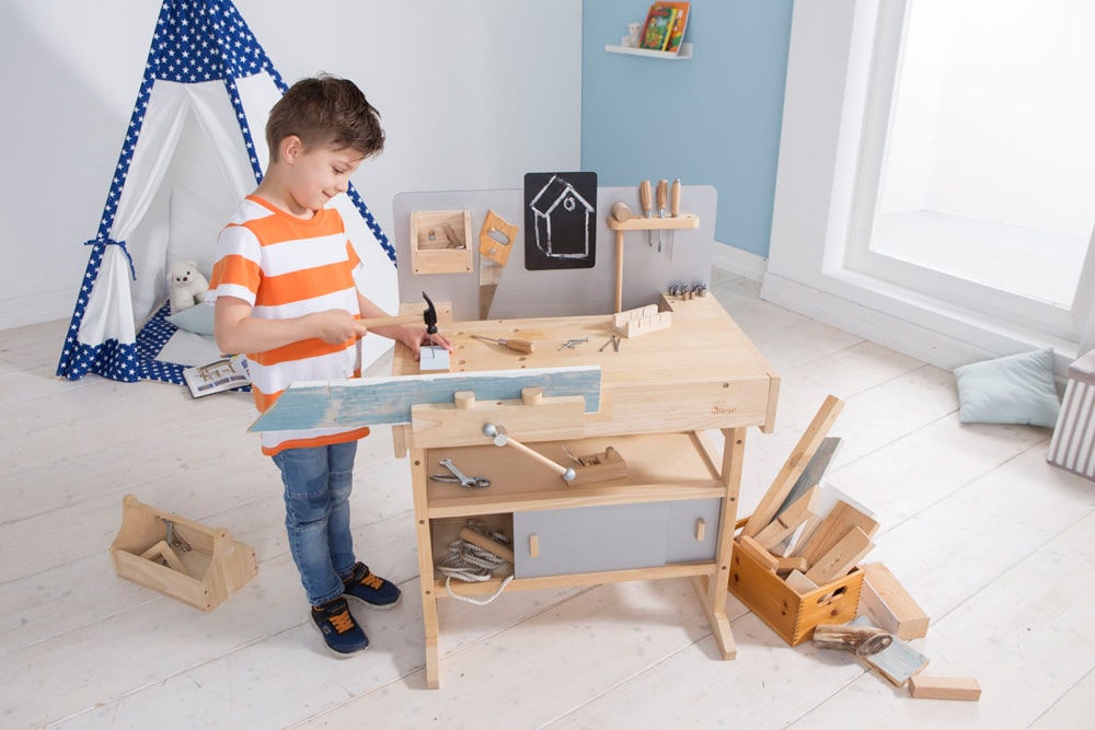 howa établi en bois pour enfants boîte à outils avec outil 4900