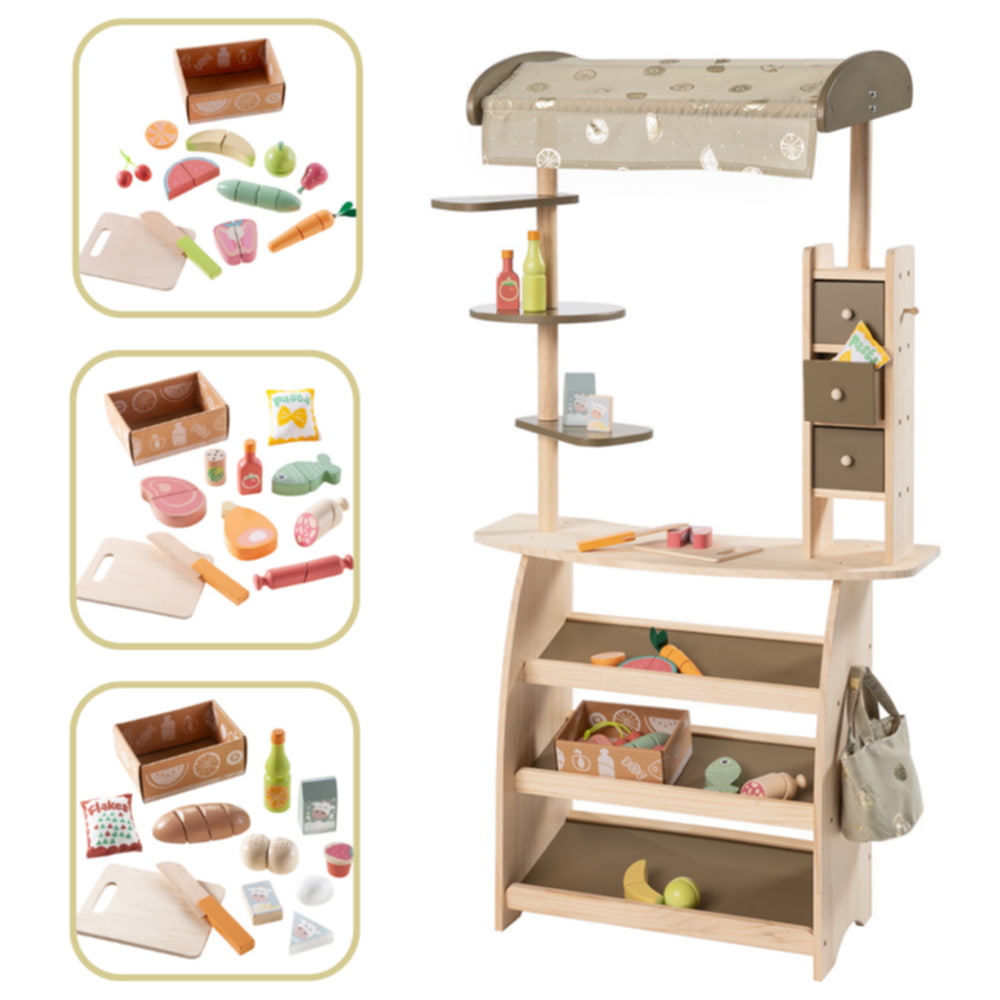  Janod Twist My First Doll House - 30” Dollhouse with Hinged  Front and Wooden Legs - Includes 11 Pieces of Furniture - Compatible with  Most 4.5” Dolls - Pretend Play Set 