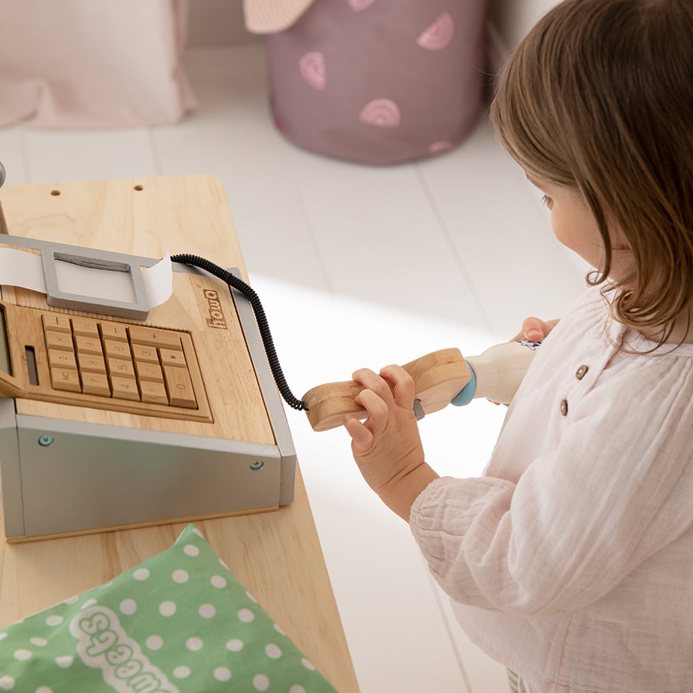 Scanner e lettore di cassa giocattolo in legno di tiglio, accessorio per  negozio 16,5 x 26 x 16 cm - PEARL
