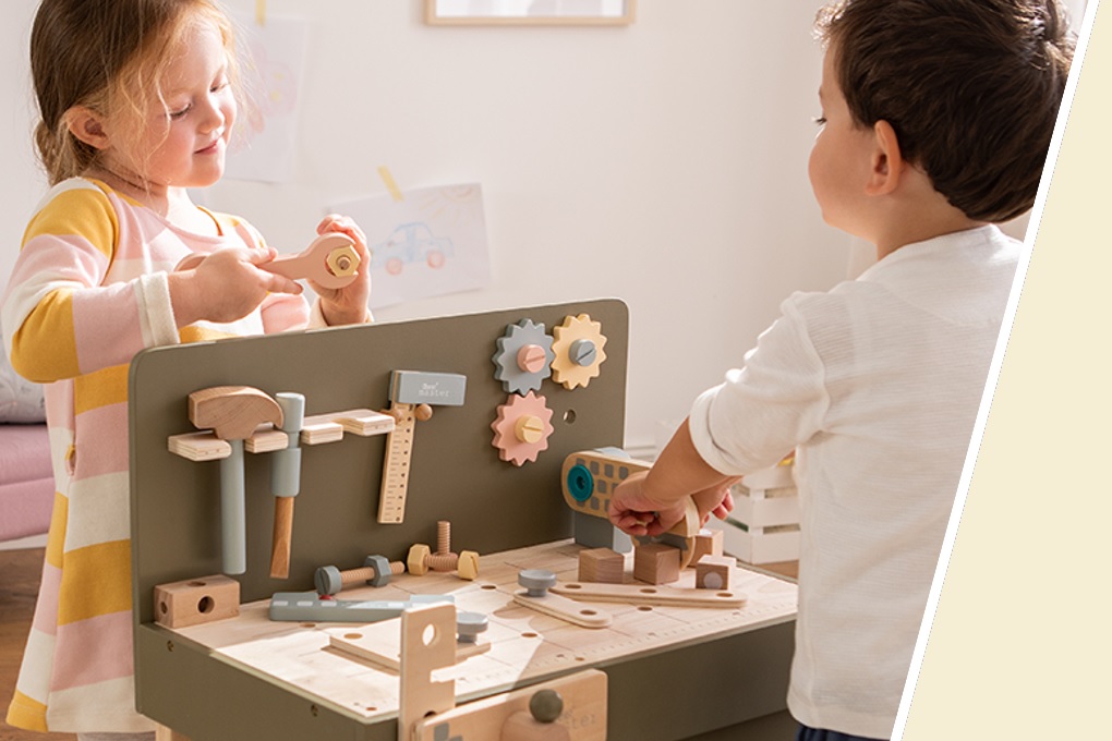 Cassetta della posta con accessori gioco in legno per bambini