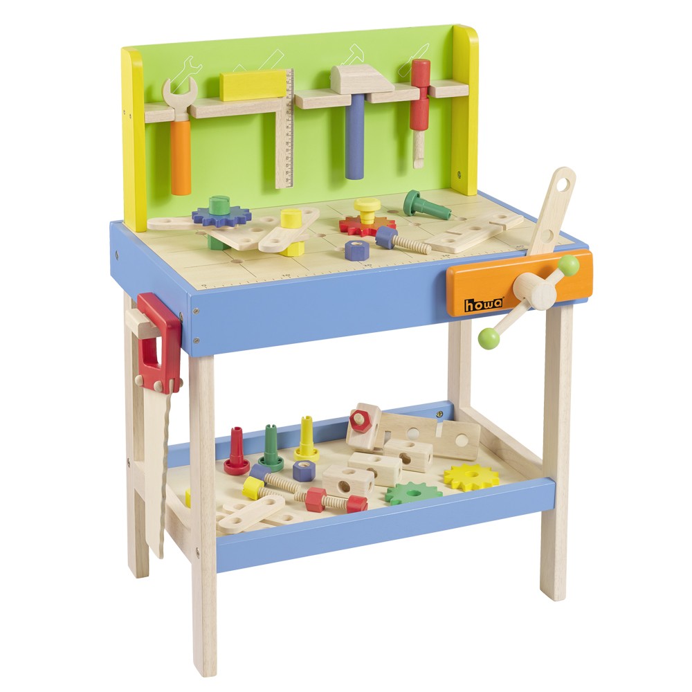 howa professional children's wooden workbench incl. 45 pieces accessories  and 5 tools 4904