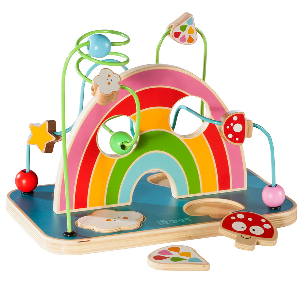 howa jouet de motricité en bois Boucle de motricité avec puzzle My  rainbow 6006