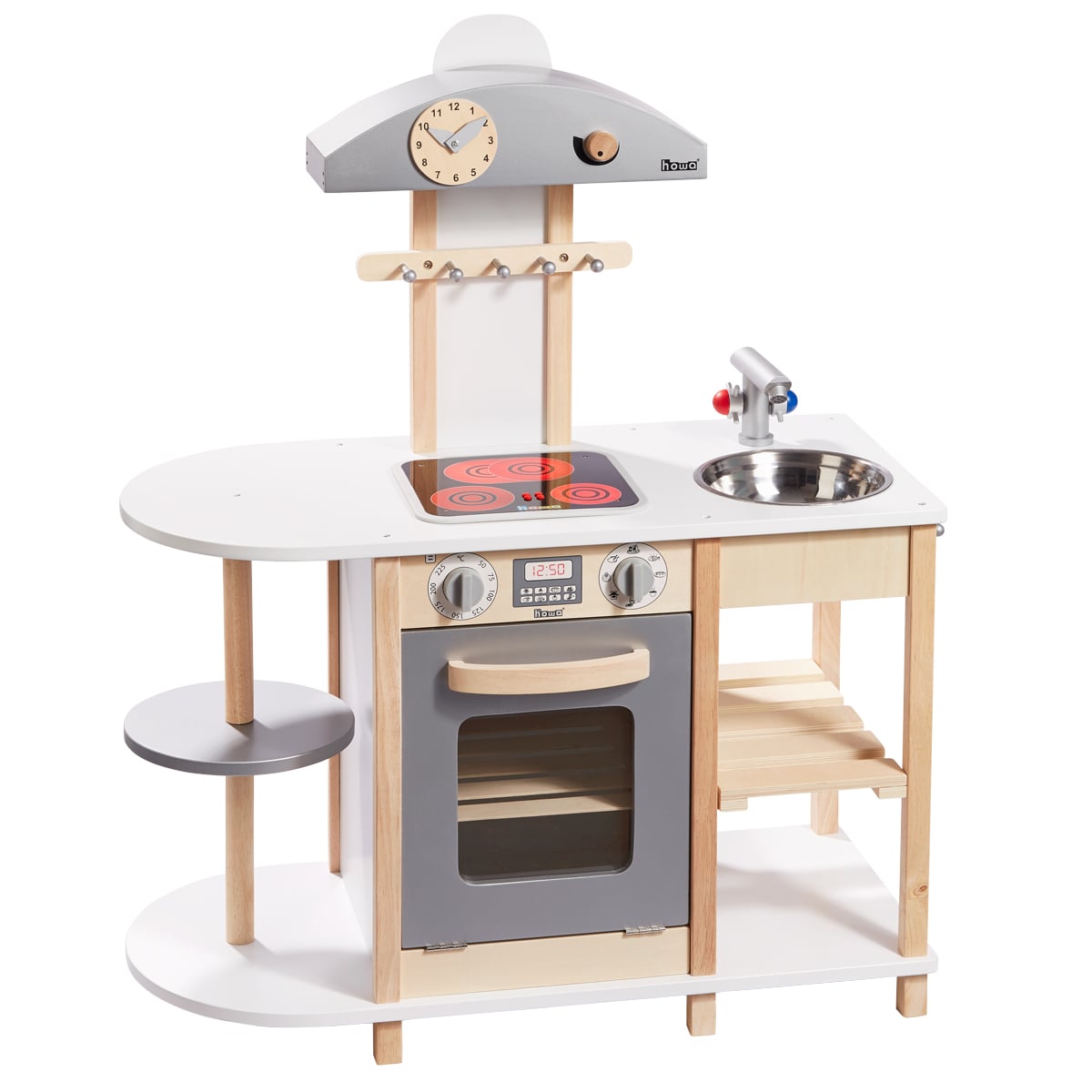 howa wooden toy kitchen Chefkoch nature white with LED hob natural white  4820