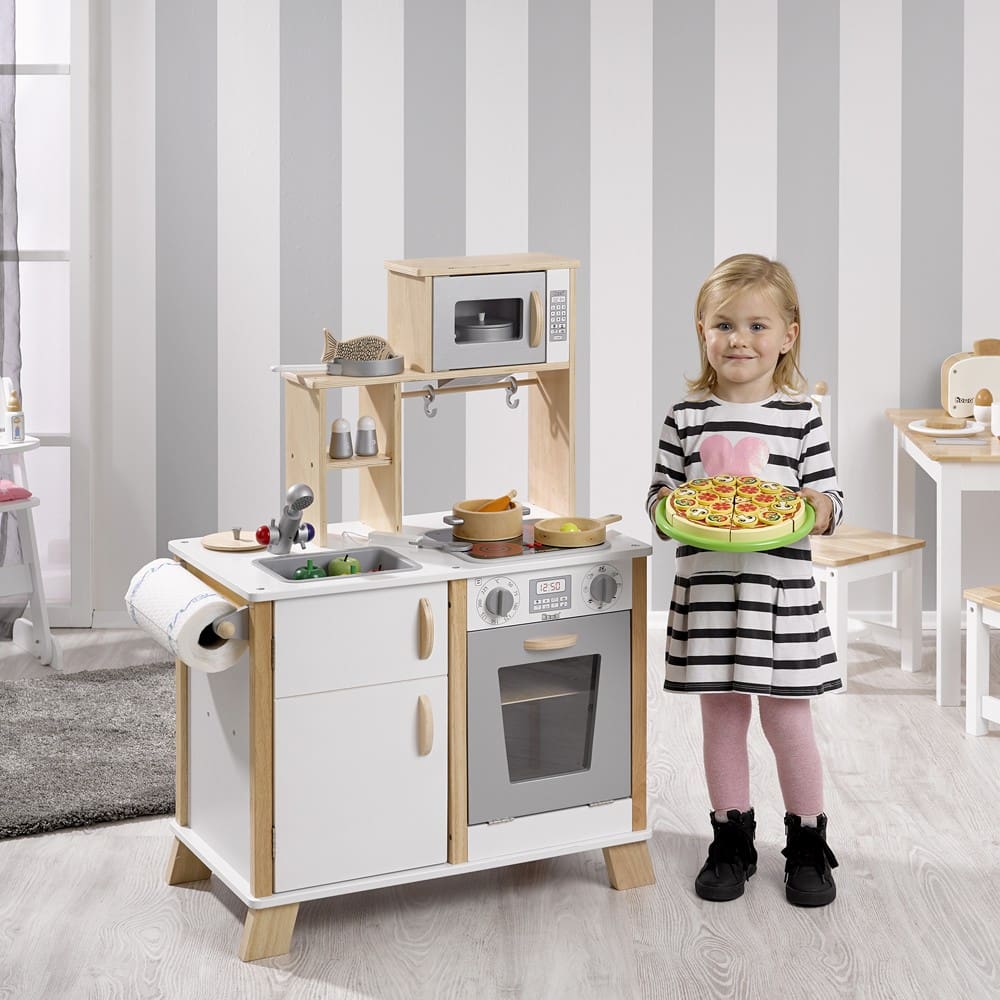 howa cucina per bambini in legno Chefkoch con piano cottura a LED bianco  naturale 4820